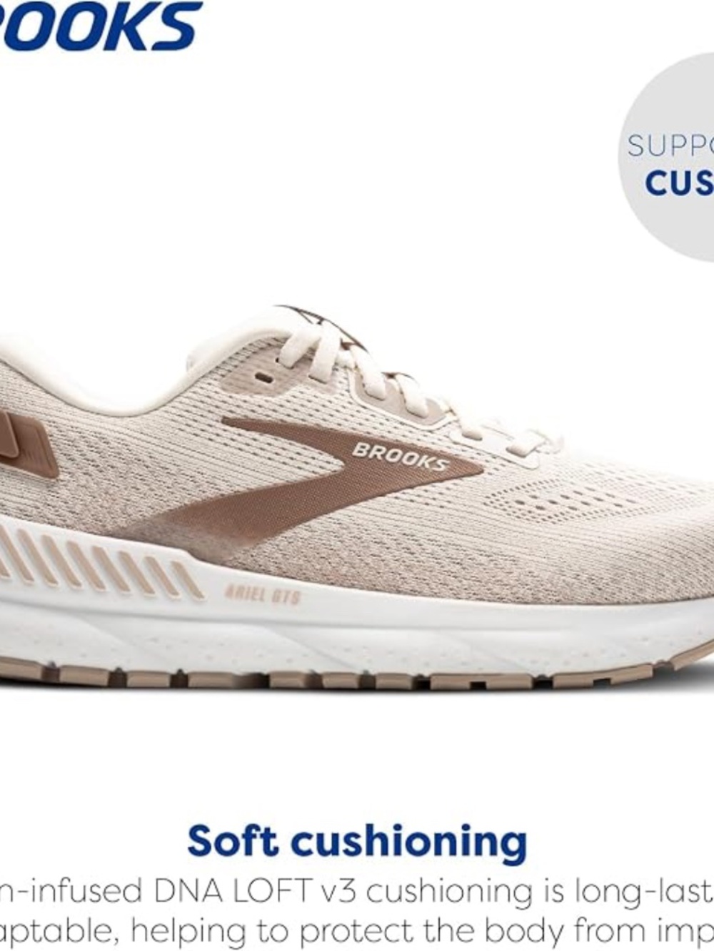 Brooks Ariel GTS 24 - Women's Running Shoes in Light Taupe/Cream - 7 Medium / B - Picture 6 of 7